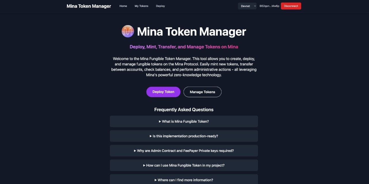 Mina Token Manager